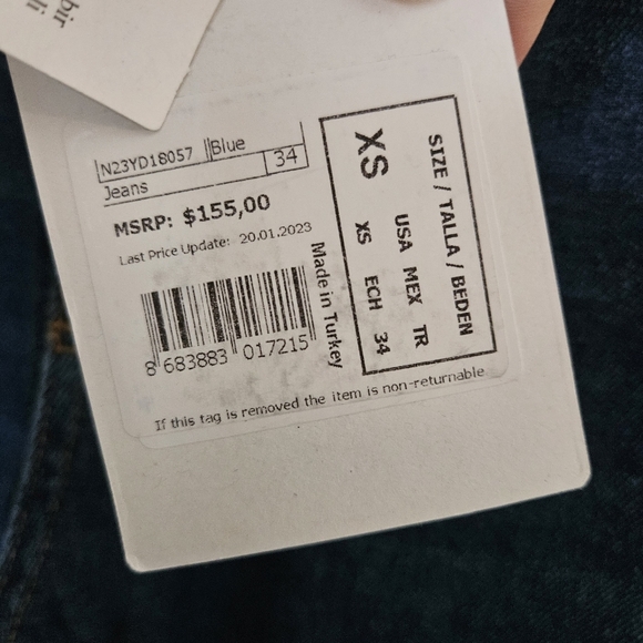 Nocturne Jeans Dark Blue High-Waisted Neutral Solid Classic Casual - Picture 9 of 11